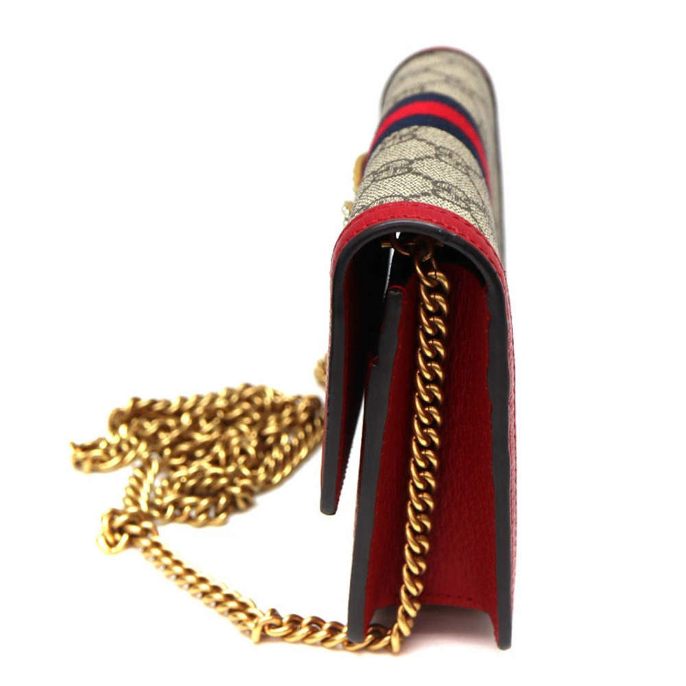 Gucci Chain Wallet Shoulder Bag Brown Red - Picture 3 of 6